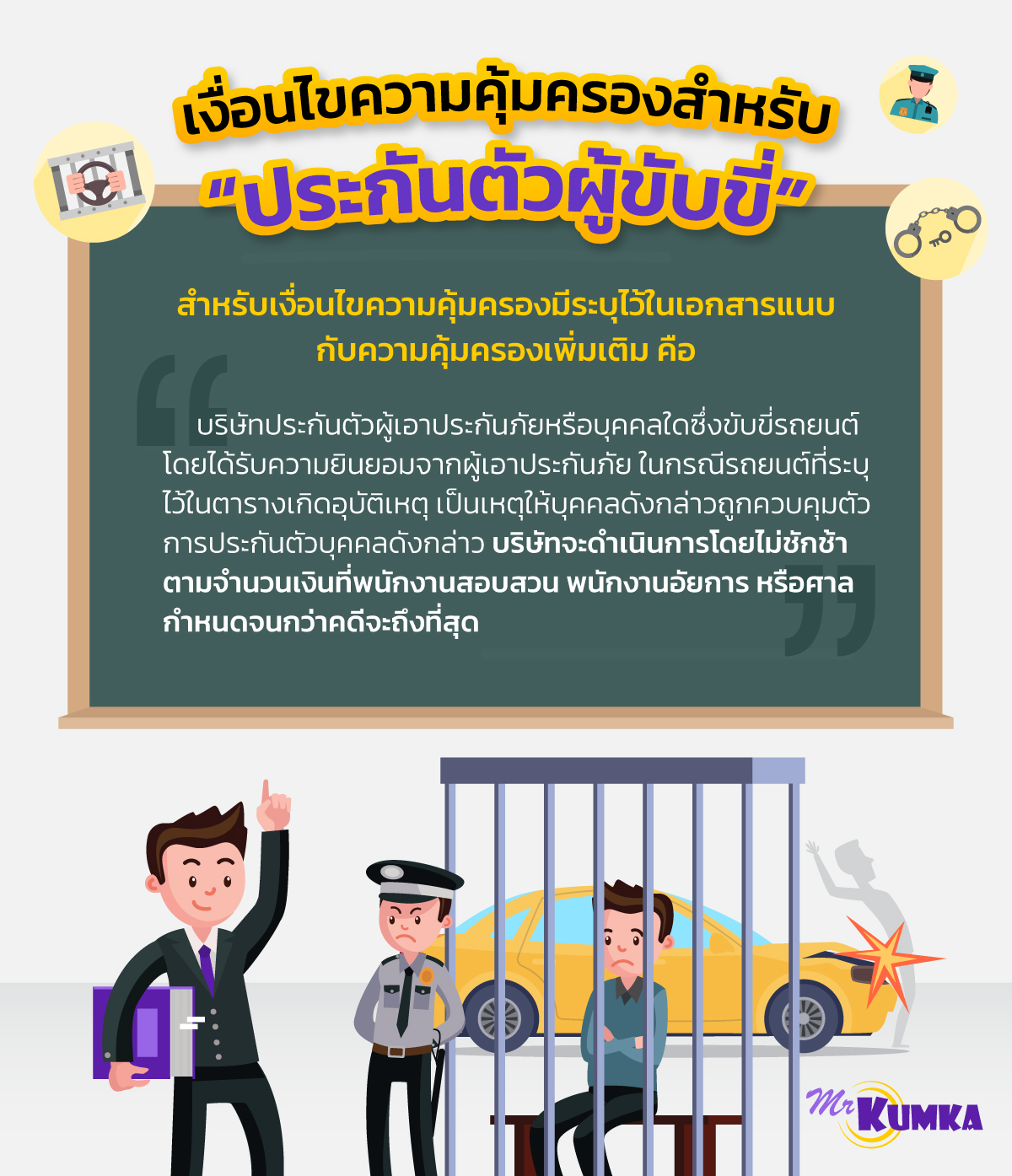 ข้อดีของการเลือกซื้อประกันรถยนต์ ที่มีความคุ้มครองประกันตัวผู้ขับขี่ | MrKumka.com