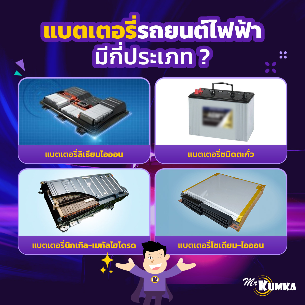 แบตเตอรี่รถยนต์ไฟฟ้า มีกี่ประเภท ? | มิสเตอร์ คุ้มค่า 