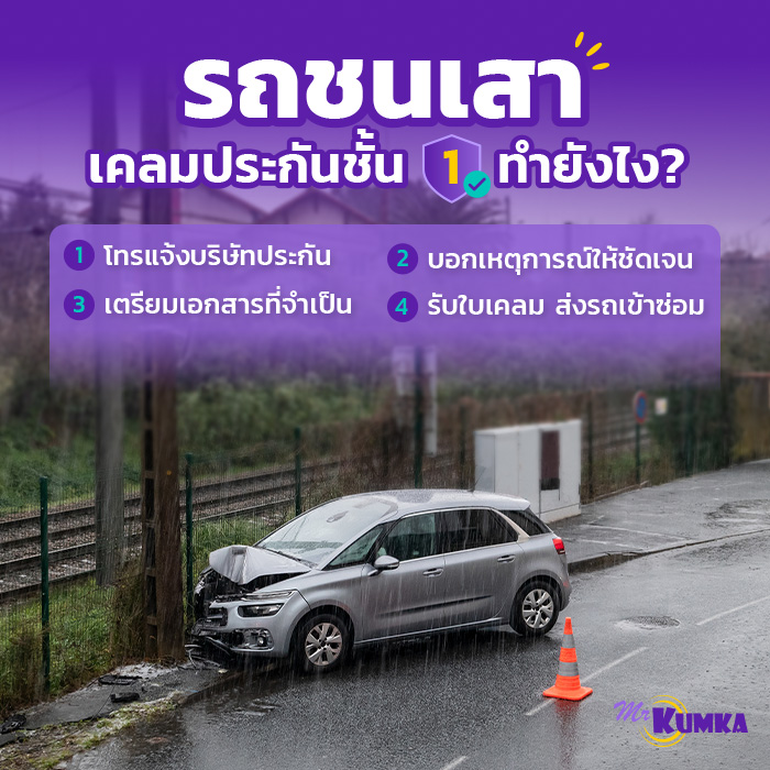 ขั้นตอนแจ้งเคลมรถชนเสา ประกันชั้น 1 มีอะไรบ้าง? | มิสเตอร์ คุ้มค่า